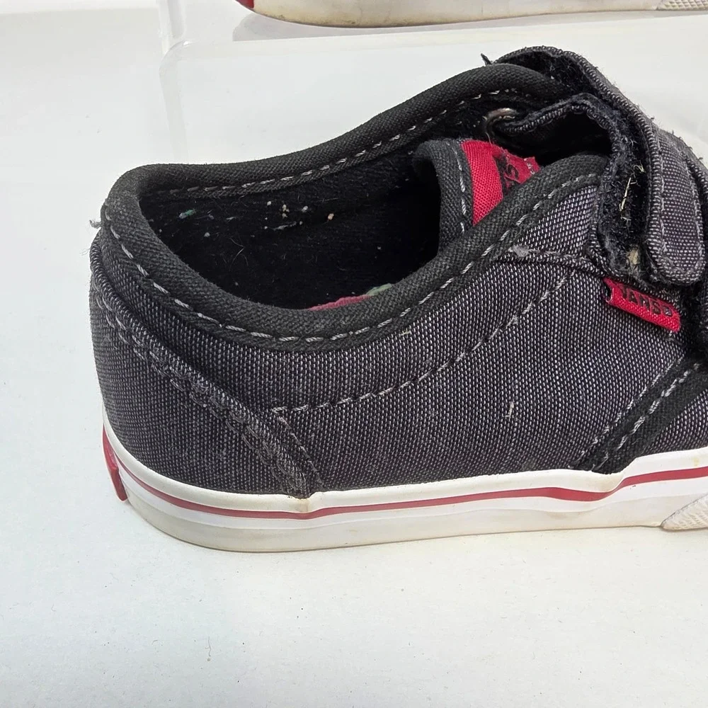 Vans Atwood Sneakers Toddler 8 Black Canvas Hook Loop Strap Good Condition